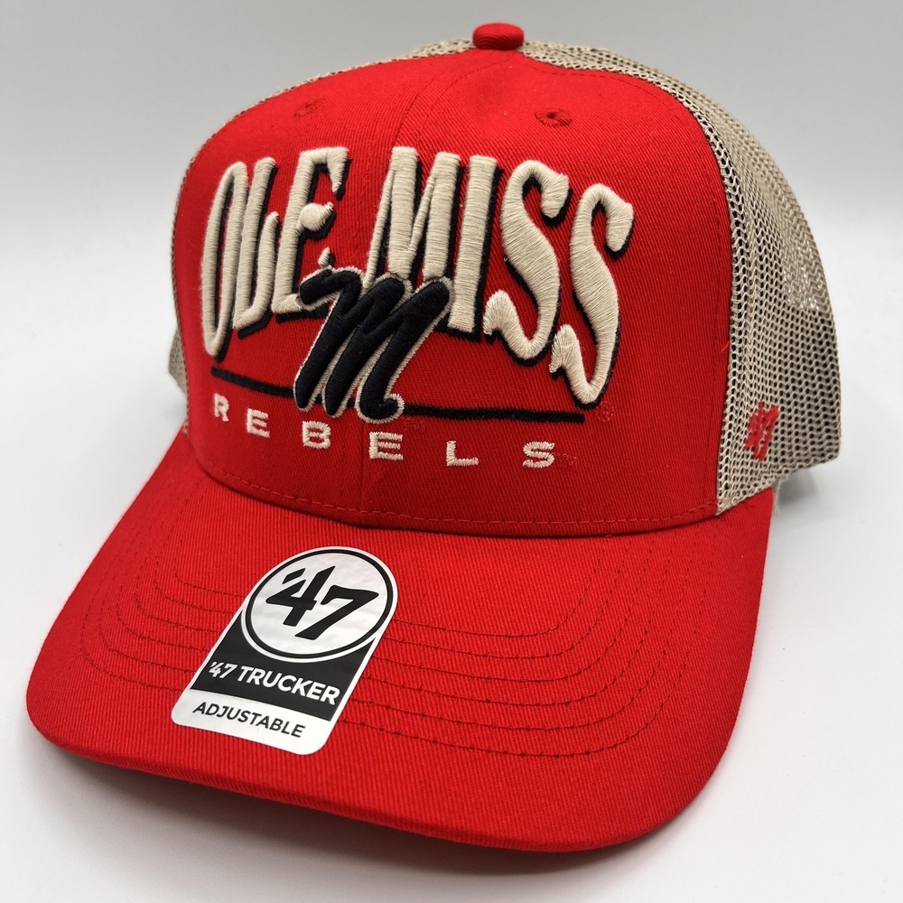 Ole Miss Rebels 47 Brand Hat Cap Snap Back Trucker One Size Red NCAA NEW